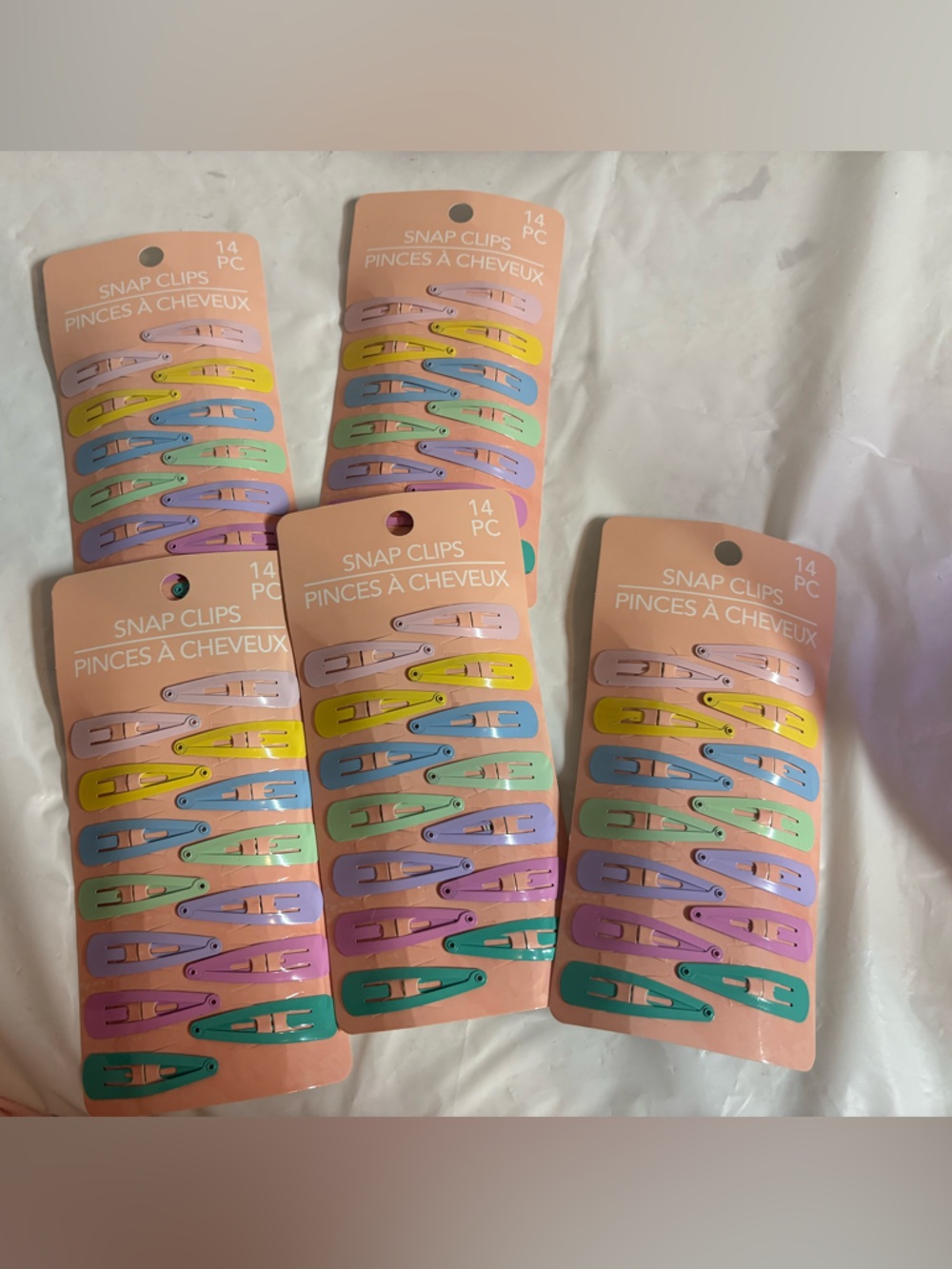 Pastel Rainbow Snap Hair Clips - Set of 5 sets of 14